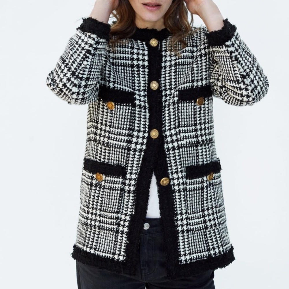 NEW Zara Tweed Long Blazer/Jacket